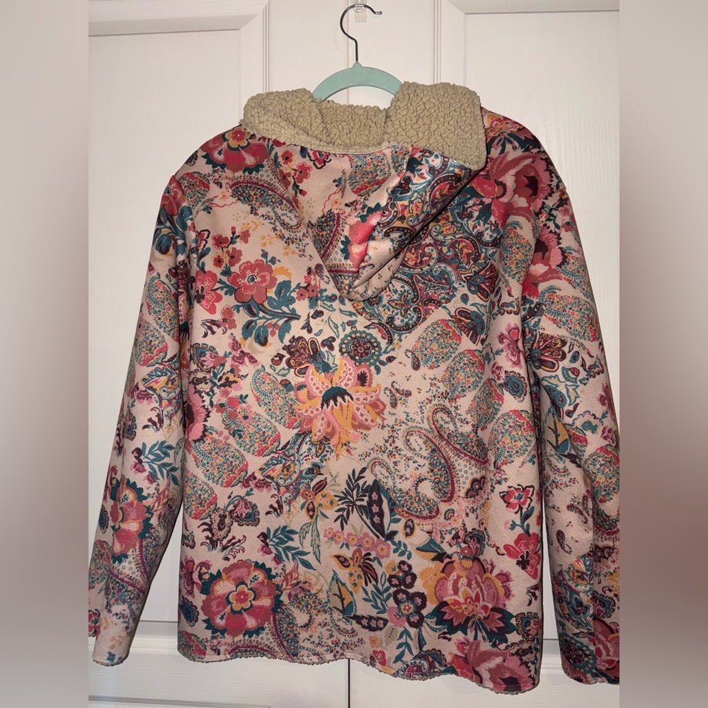 PAISLEY FLORAL SHERPA LINED JACKET size S - Picture 8 of 8
